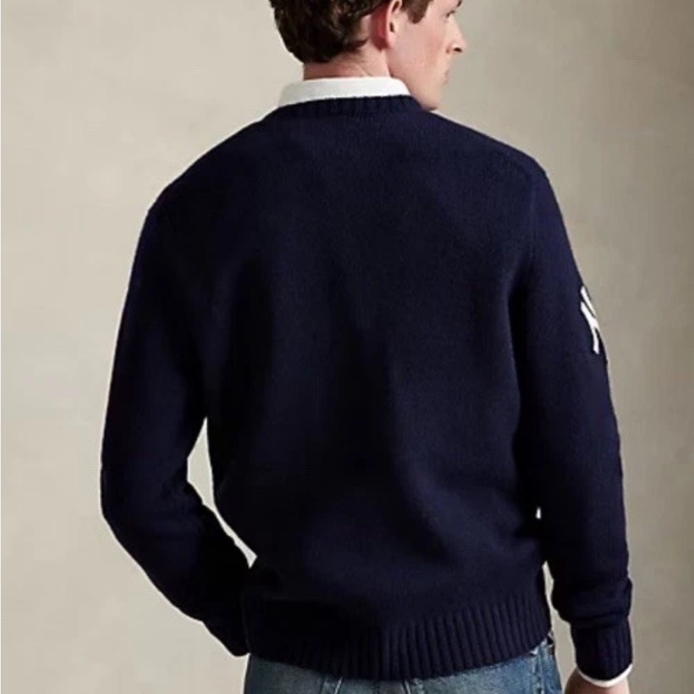 Polo by Ralph Lauren Navy Polo Bear Baseball Sweater - Picture 3 of 16